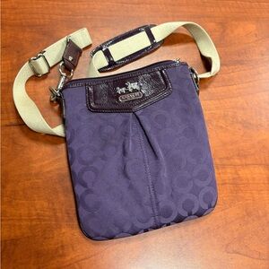 Coach Purple Signature Messenger with Ivory Strap